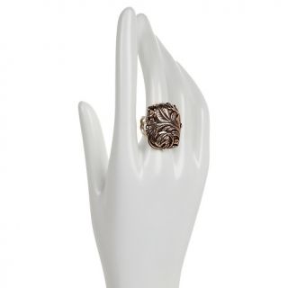 Studio Barse 2 Tone Copper and Sterling Silver Carved Leaf Motif Ring