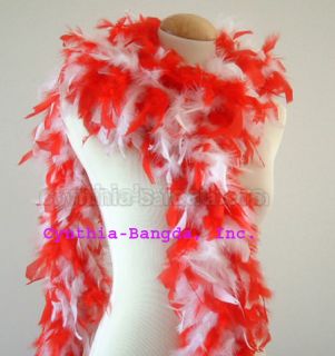 65 gms Chandelle Feather Boa Boas Red White Mixture New