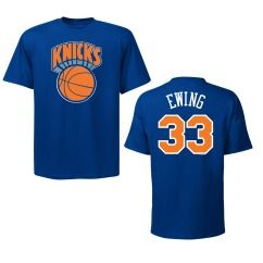 New York Knicks Patrick Ewing Blue Name and Number NBA T Shirt