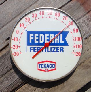   Federal Fertilizer Round Glass Front Thermometer Farm Service Sign