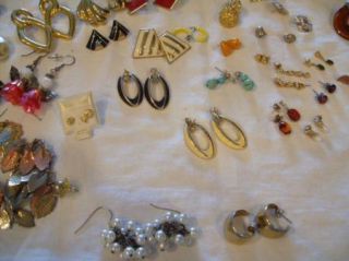 52 Pairs Of Pierced Earrings Vintage Avon + Other Designers Costume