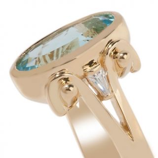 Richard Chador Ilmare Sky Blue Topaz Oval Ring with Clear CZ Accent