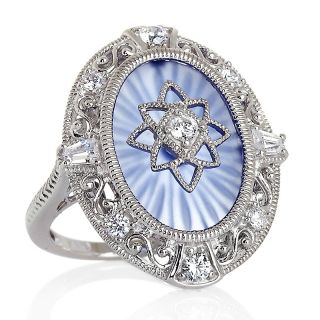 183 474 absolute oval blue frosted crystal sterling silver oval ring