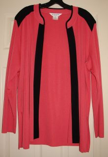EXCLUSIVELY MISOOK CARDIGAN JACKET SIZE 2X CORAL COLOR WITH BLACK