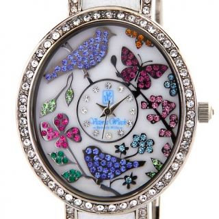 Victoria Wieck Blue Jays in the Garden Crystal Accented Cuff Watch