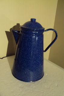 Camping Blue Speckle Enamel 12CUP Tea Coffee Pot Percol