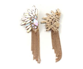  Rhinestone Bronze Chain Tassel Earrings Womens Fashion Earring
