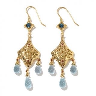173 070 sima k blue topaz and garnet vermeil chandelier earrings