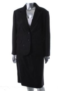 Evan Picone NEW Elizabeth Black Textured 2 Button Skirt Suit Plus 24W