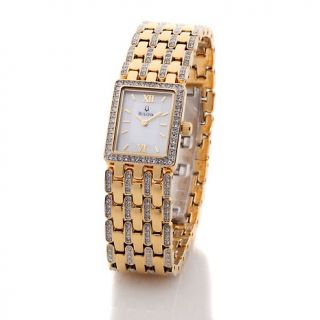 196 074 bulova ladies rectangular case crystal accented mother of