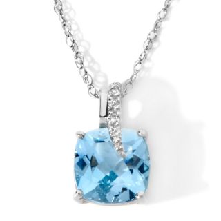 178 632 10k white gold 1 61ct blue topaz and diamond pendant with 18