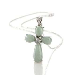 204 393 jade of yesteryear green jade and cz sterling silver cross