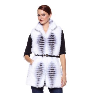205 837 iman dramatic luxury striped faux fur vest with belt rating 3
