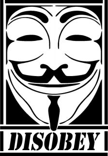 Guy Fawkes Disobey Street Graffiti Vinyl Decal Sticker V for Vendetta
