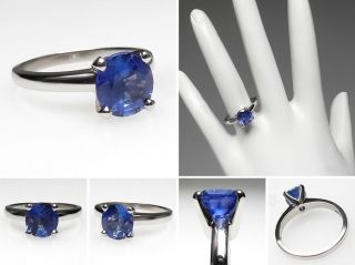Natural Blue Sapphire Solitaire Engagement Ring Solid Platinum