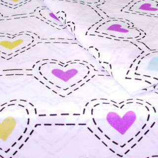 3pc Stencil Hearts Extra Long Twin Sheet Set Heart Bedding Deep Pocket