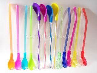  Spoon Straws Reusable Multi Colored 3 Styles