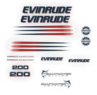 Evinrude 200HP Outboard Motor Stickers Decals Graphics
