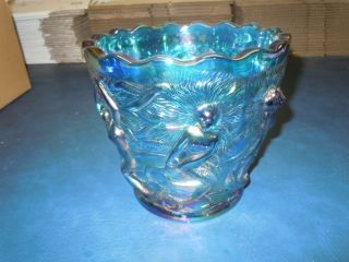 Fenton Limited Edition Blue Carnival Glass Mermaid Vase 49 of 250 7
