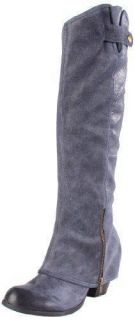 Fergie Ledger Too Leather Blue Knee High Riding Boots NIB 6 5