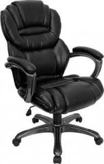 flash furniture black leather executive office chair with padded loop