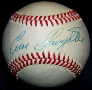 Enos Slaughter Signed Autographed Feeney Baseball JSA LOA