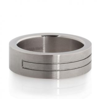 210 727 titanium polished and satin ribbed 7mm wedding band ring