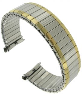 Speidel Watch Band 16 19mm Two Tone #7 Curved Expansion Mens