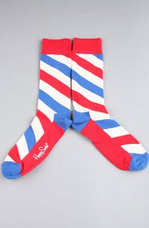 Happy Socks The Polka Stripe Socks in Navy Red