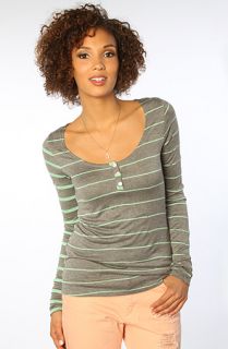 Volcom The Sugarhill Stripe Henley in Grey Vintage