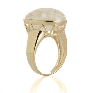 Technibond® Crackled Quartz Trilliant Cut Cabochon Ring