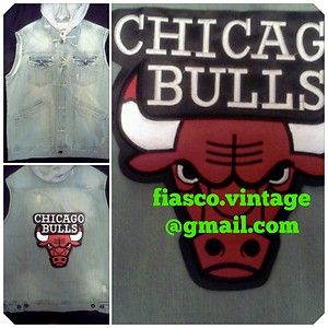Chicago Bulls Jean Jacket Vest by Fiasco Vintage All Sizes Availvable