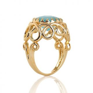 Technibond® Round Chalcedony Swirl Design Pedestal Ring at
