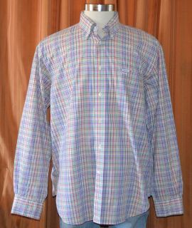 Faconnable Long Sleeve Purple Red Pink White Cotton Checkered Shirt