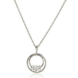 Sterling Silver 0.27ct Diamond Double Circle Pendant with 18 Chain at