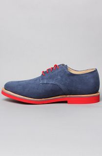 Walk Over Shoes The Derby Midi Shoe in Denim Suede Red