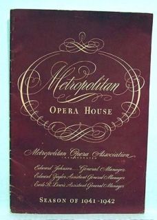 1941 42 Metropolitan Opera House Program w Ezio Pinza