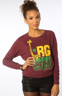 LRG The Eat More Greens Raglan in Maroon Heather