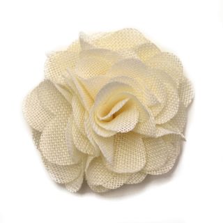 Milk White Linen Rose Corsage Fabric Flower Clip & Pin Brooch F10017