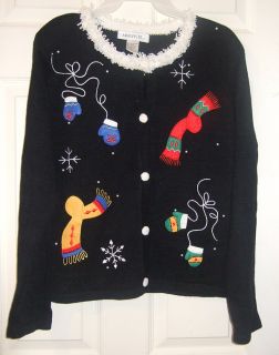 Arriviste Michael Simon Christmas Sweater~Sz S~Mittens & Scarves~Ugly
