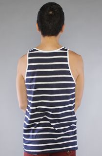 All Day The Henley Tank Top in Navy White Stripe