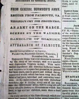 Rebel Cavalry Falmouth VA Civil War 1863 Old Newspaper