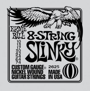 Ernie Ball 2625 Nickel 8 String Slinky Guitar Strings 10 74