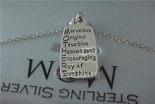 New 18 Sterling Silver Inspirational Mother Pendant Necklace