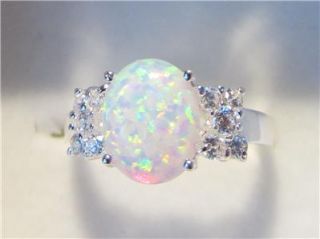 Gorgeous White Fire Opal Ring UK Size Q US 8 5