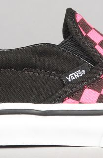 The Toddler Classic Slip On Sneaker in Black and Pink Checkers