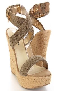Chic Espadrille Wedge Sandals Stone Olive Green