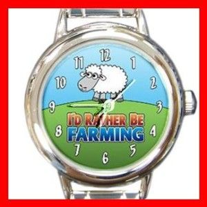 Cartoon Farmville Sheep Round Italian Charm Watch New
