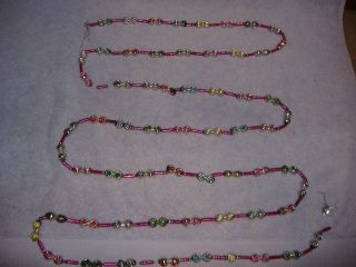 Vintage Christmas Pink Double Indent Mercury Glass Bead Garland 100