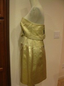 598 New Elie Tahari Findley One Shoulder Gold Metallic Dress
